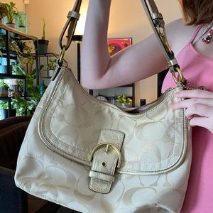 Gold cloth Coach purse-Fantastic shape!